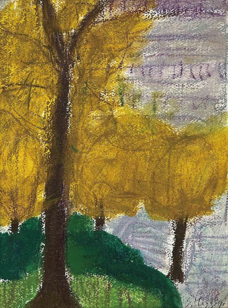 三岸節子　 「秋の樹」 　37.0×27.5cm 紙にパステル・油彩
